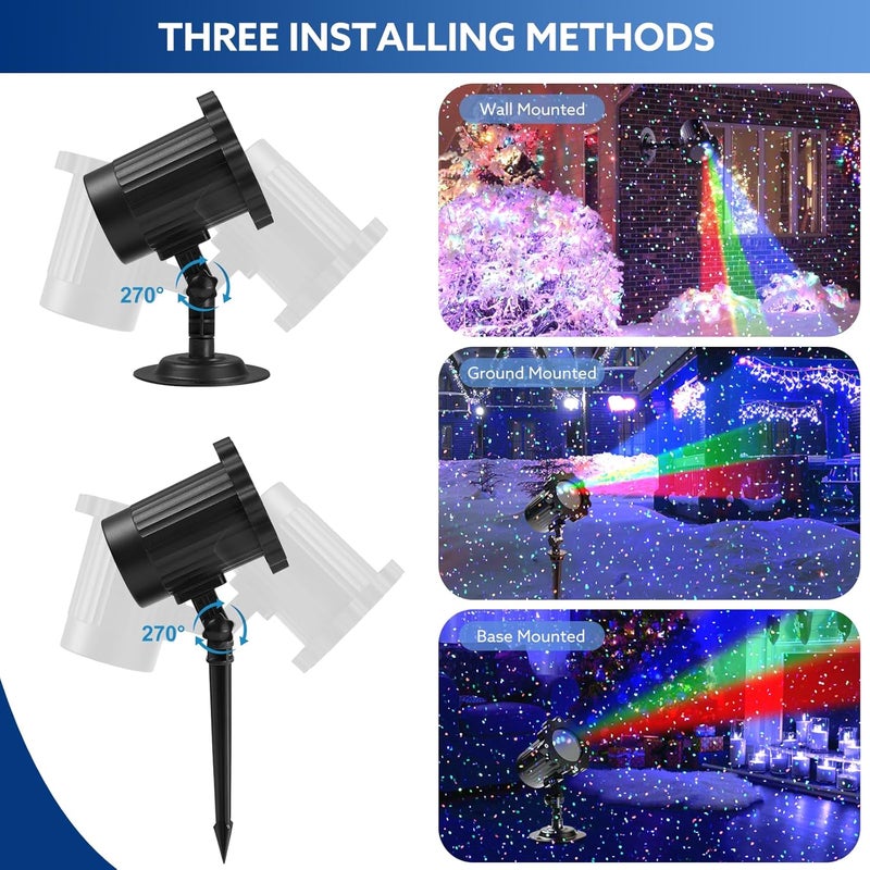 Alinkey Store Outdoor RGB Laser Projector Lights, Moving 3 Color Starry Sky & Firefly Effects Projection Light with RF Control, IP65 Outdoor Holiday Landscape Decor for Christmas Halloween Parties Garden New Year - Image 3